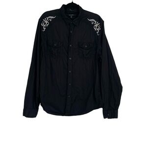 Buckle Black Men's Long Sleeve Snap Button Southwestern Collared Top Size XL